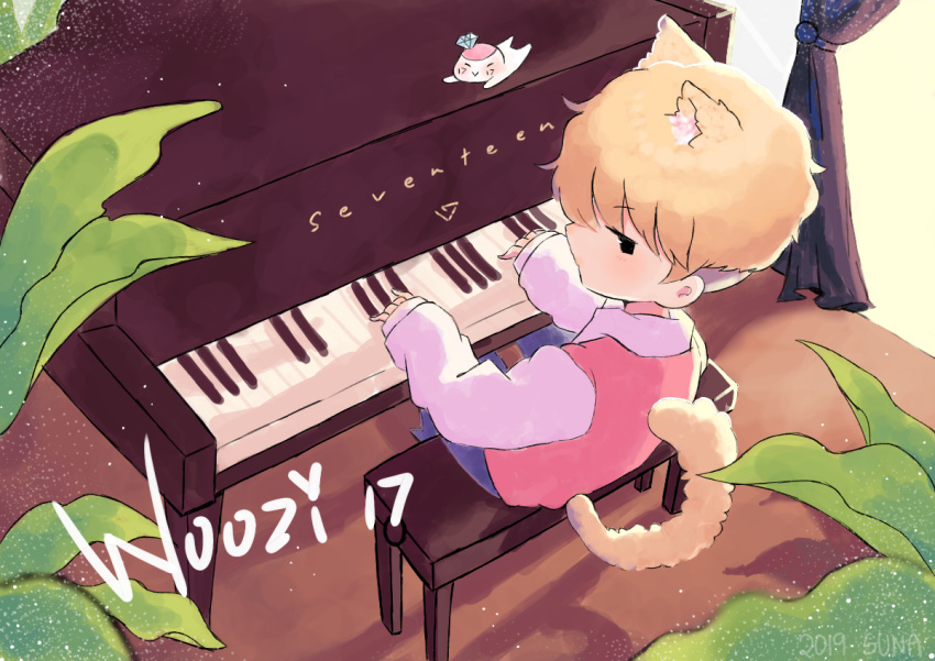 1boy, animal_ear_fluff, animal_ears, black_eyes, blonde_hair, cat_ears, cat_tail, character_name