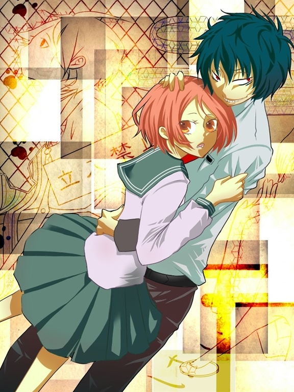 hug, kiben_gakuha_yotsuya-senpai_no_kaidan, nakashima_makoto, necktie, school_uniform, yotsuya_buntarou