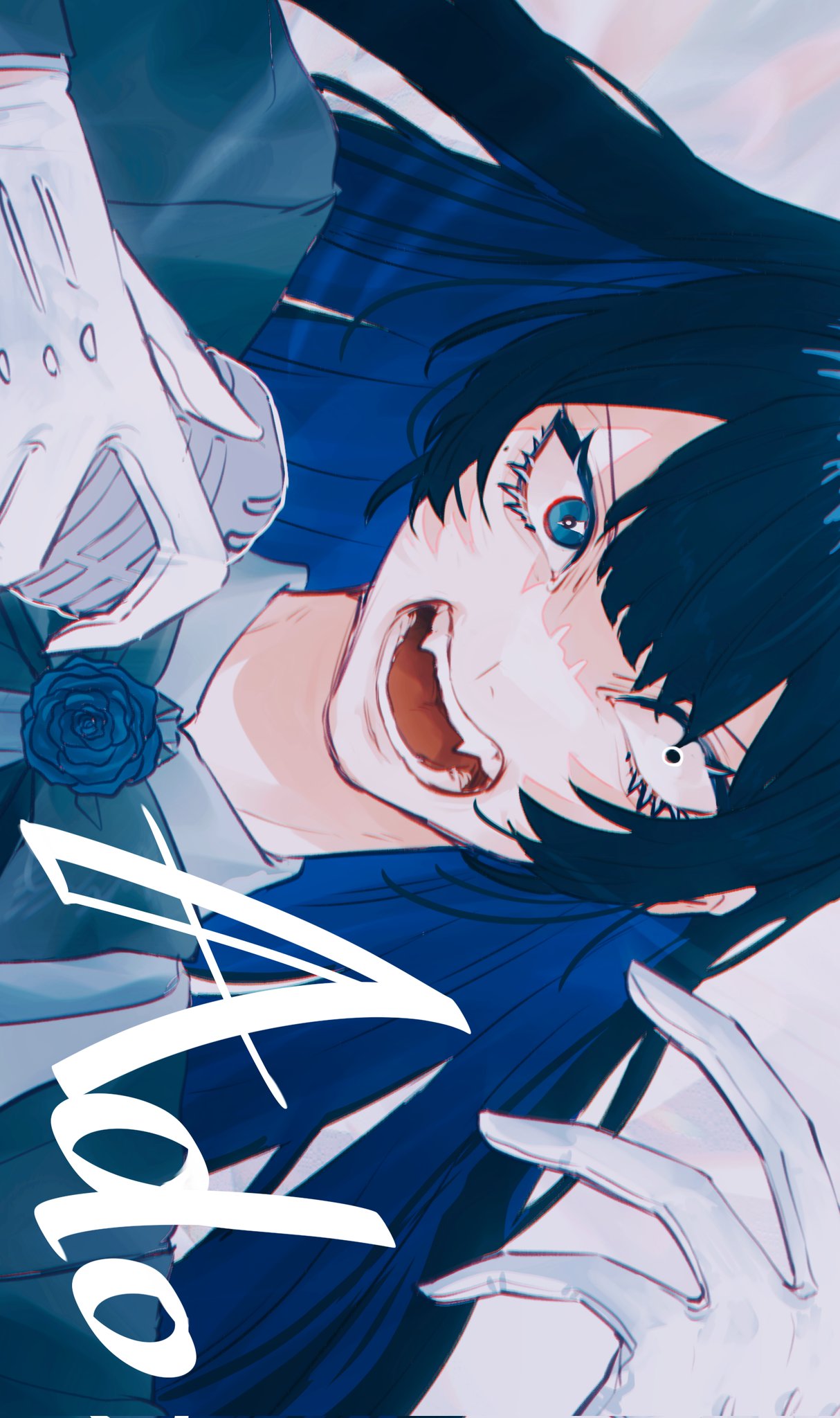 1girl, ado_(utaite), blue_eyes, blue_hair, chando_(ado), character_name, cloud_nine_inc, colored_inner_hair