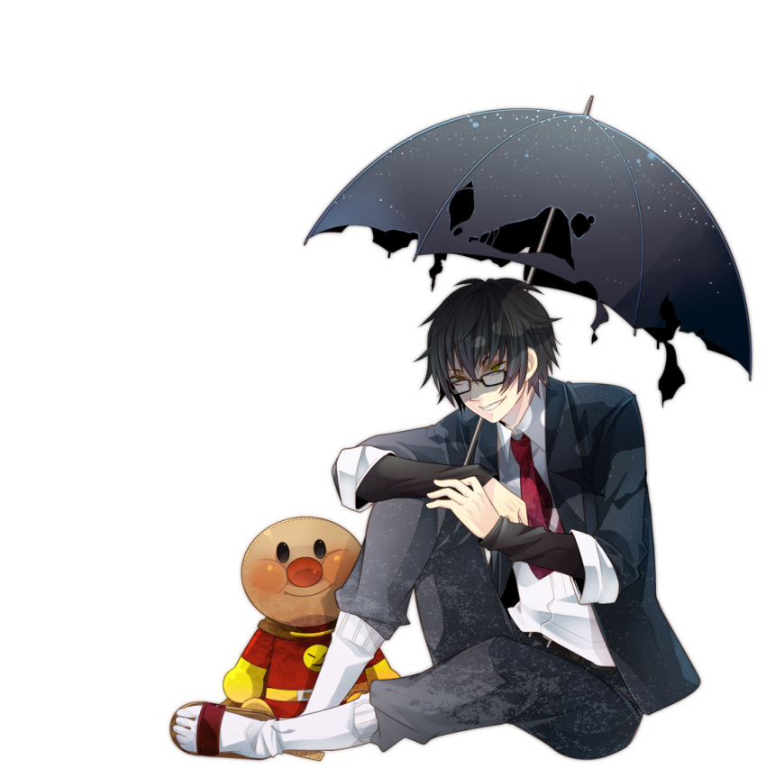 blazer, glasses, kiben_gakuha_yotsuya-senpai_no_kaidan, moto, necktie, sandals, school_uniform, toe_socks