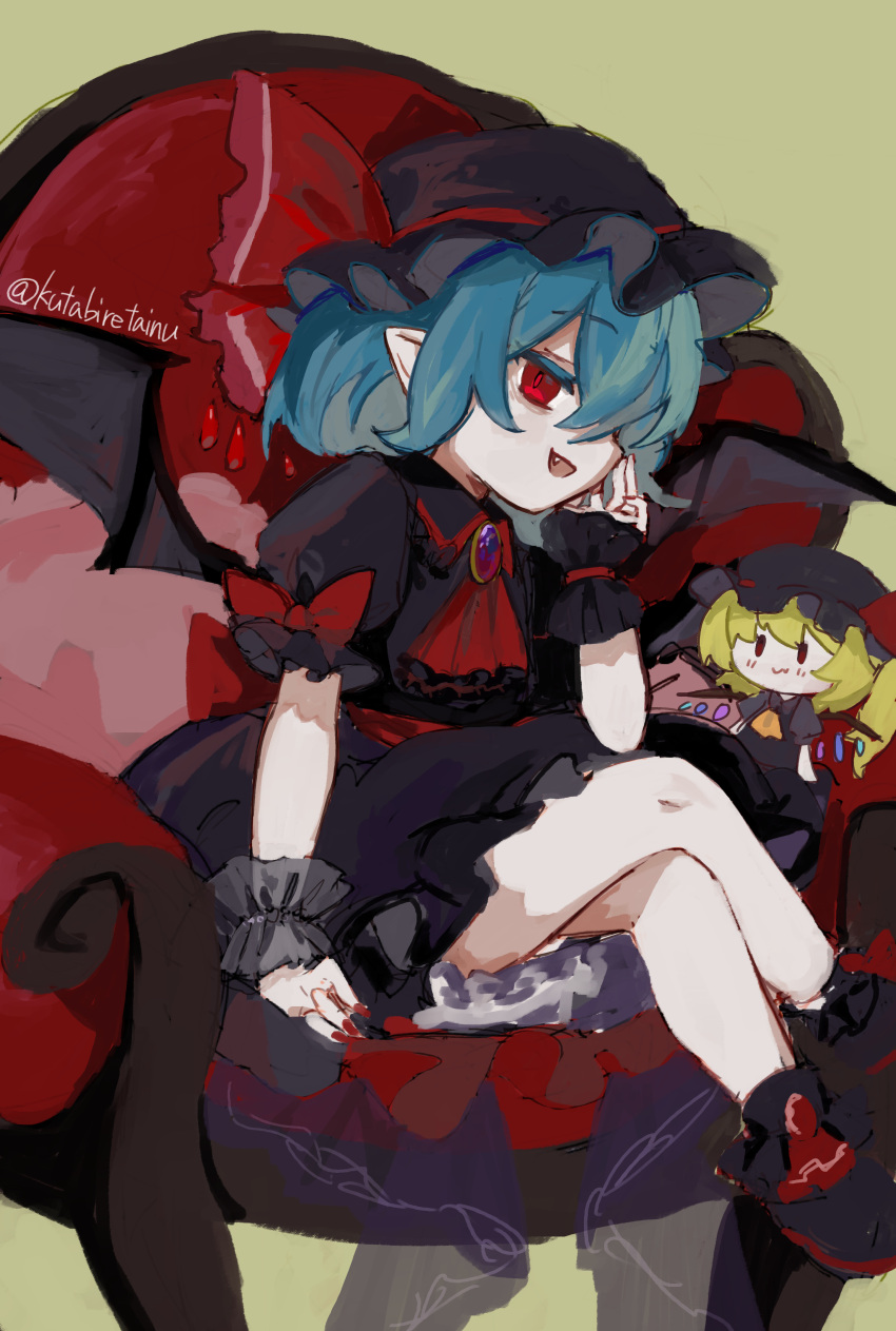 1girl, absurdres, ascot, black_footwear, black_headwear, black_shirt, black_skirt, blue_hair