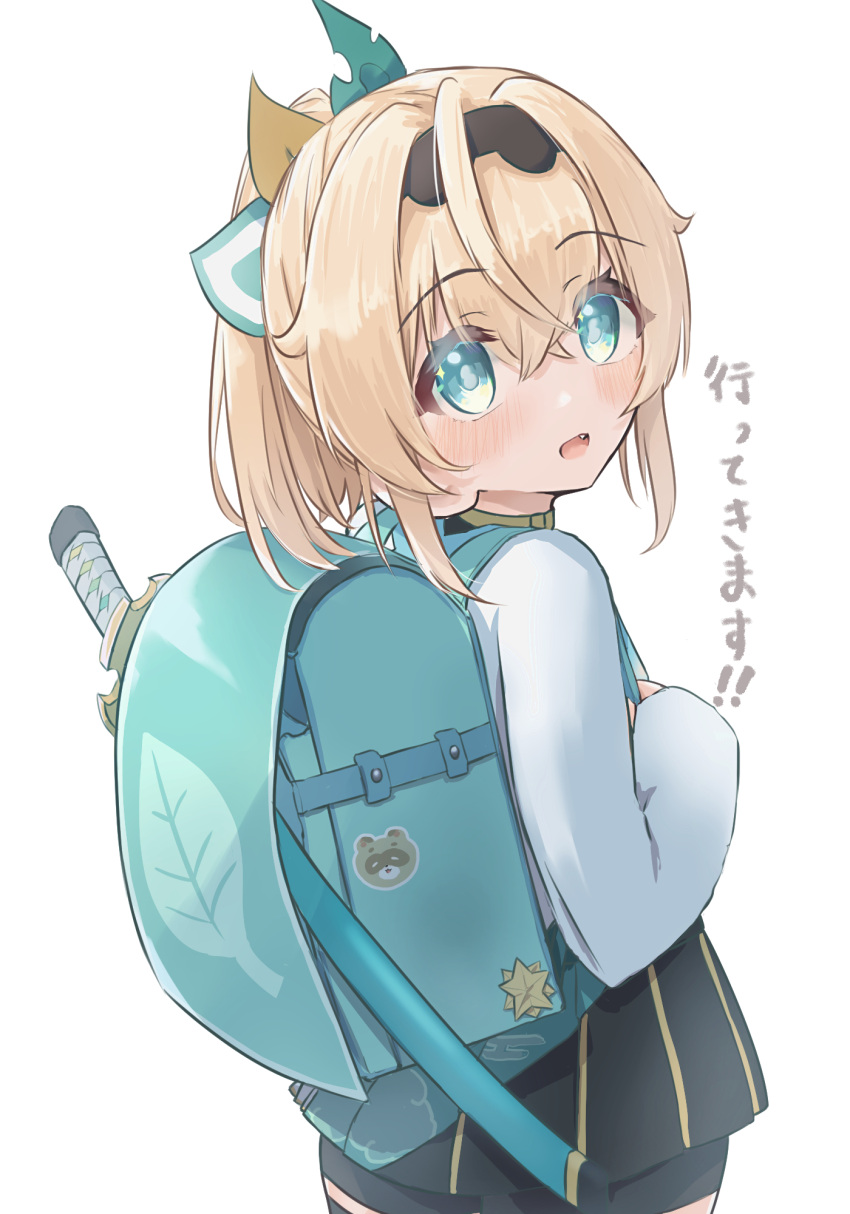 1girl, aged_down, aqua_bag, aqua_eyes, aqua_skirt, backpack, bad_anatomy, bag