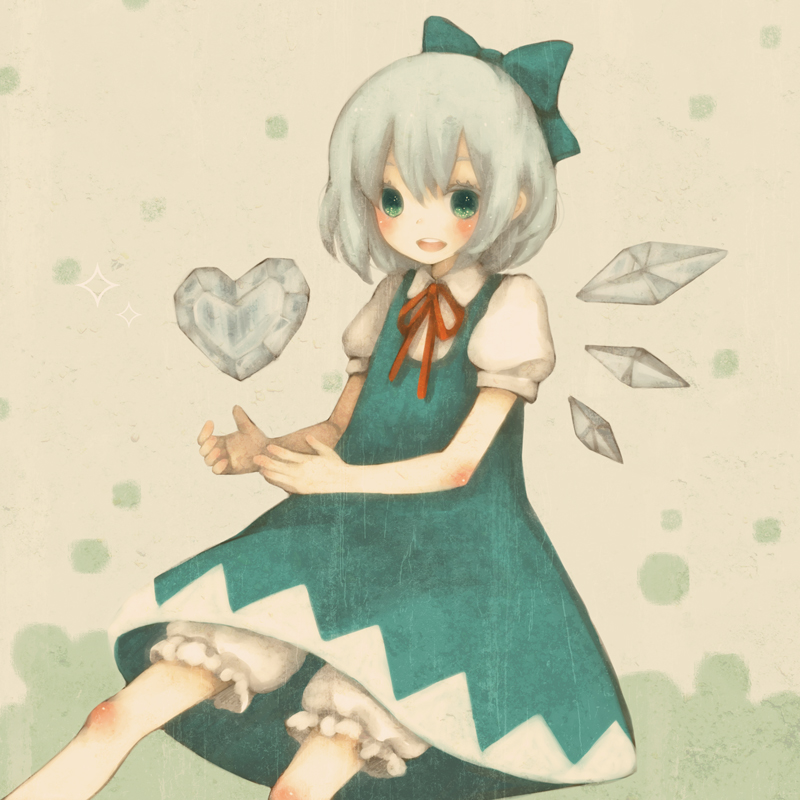 bloomers, blue_eyes, blue_hair, blush, bow, cirno, colored_eyelashes, dress