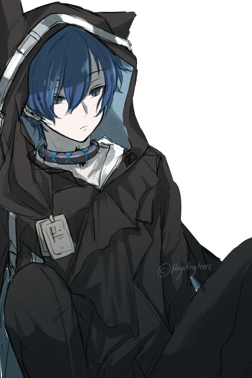 1boy, absurdres, animal_ears, arknights, artist_name, black_cloak, black_collar, black_pants