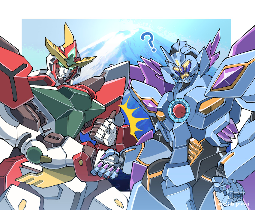 ?, aqua_eyes, artist_name, bravern, daigosan_(k66daigensui), hand_on_own_hip, handshake, highres