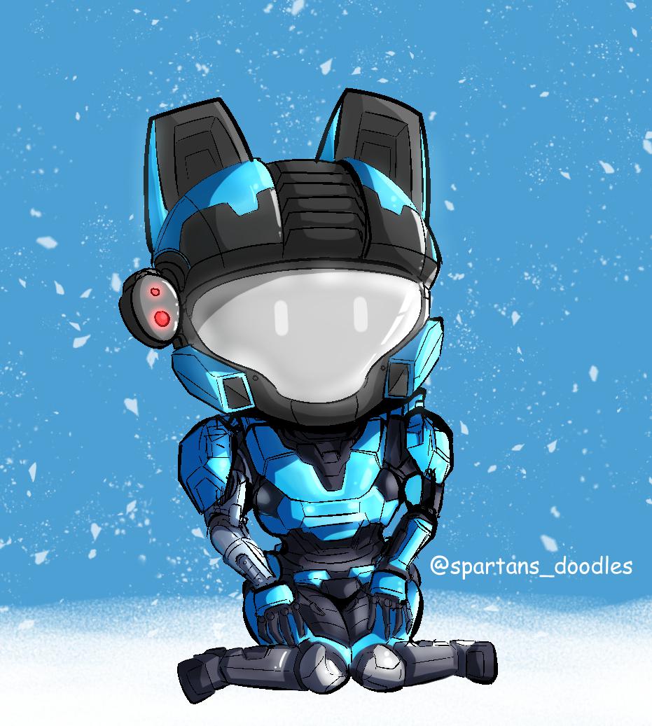 1girl, animal_ear_headwear, armor, artist_name, assault_visor, catherine-b320, chibi, english_commentary