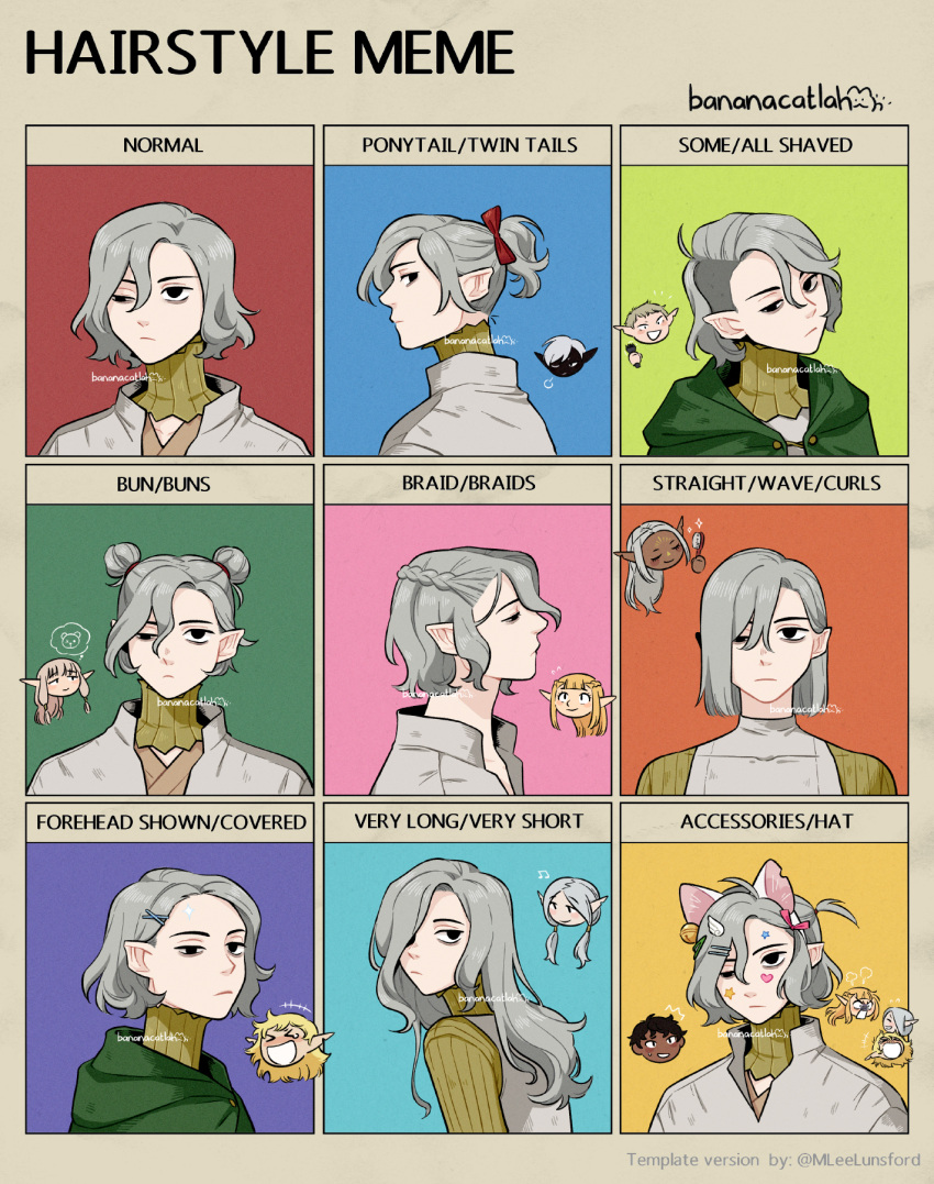 >_<, 1boy, alternate_hair_length, alternate_hairstyle, animal_ears, asymmetrical_hair, bananacatlah, bell