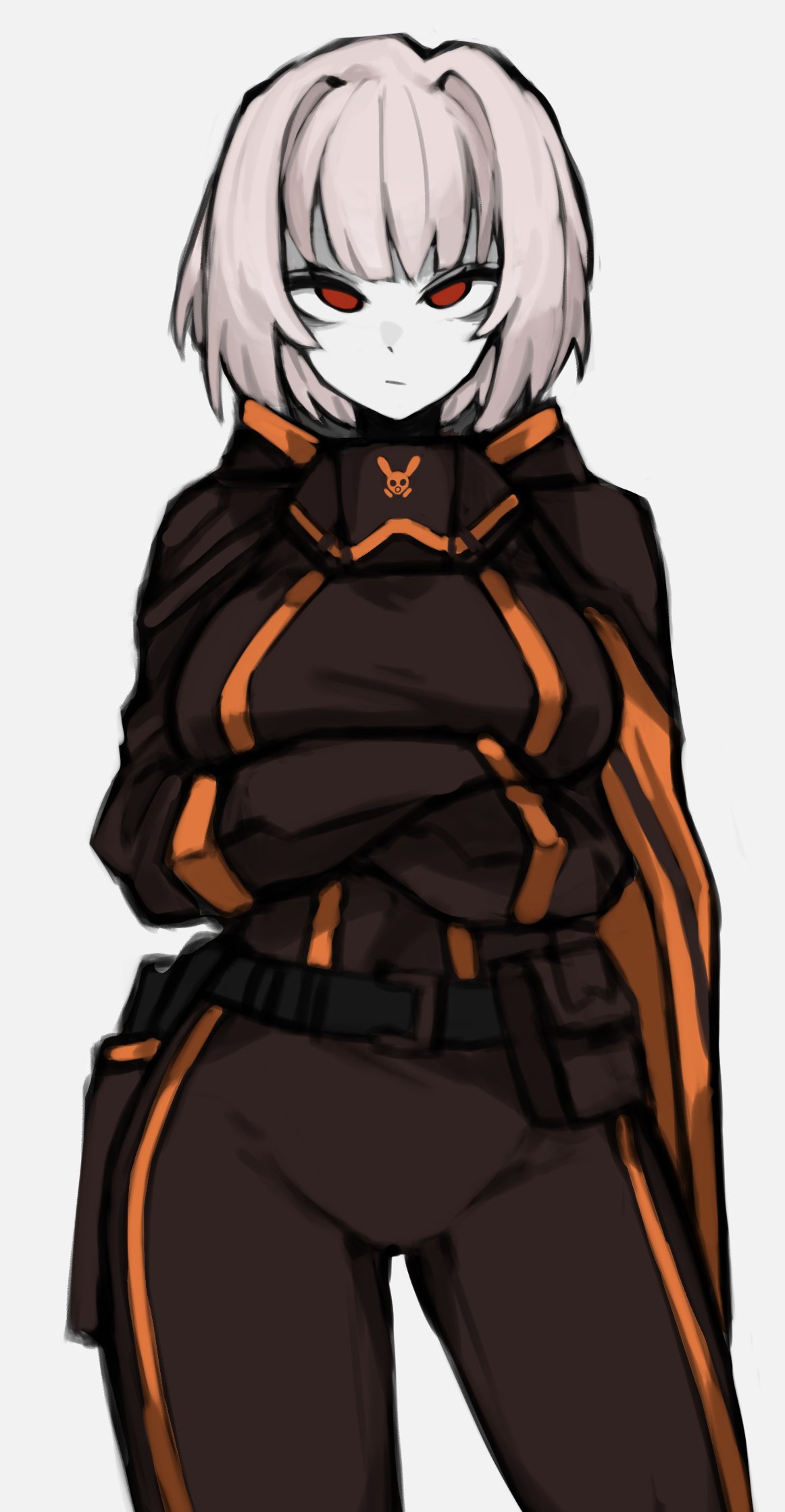 1girl, bags_under_eyes, belt, breasts, brown_cape, brown_pants, brown_shirt, cape