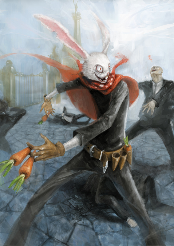 belt, bunny, cape, carrot, gloves, holster, mafia, oumagadoki_doubutsuen
