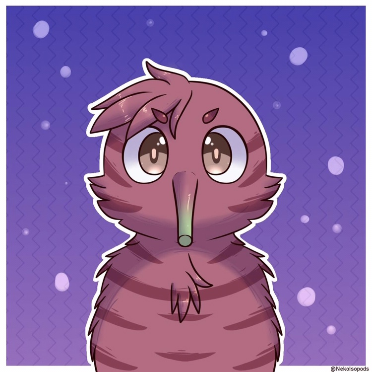 alien, bean, brown_eyes, fluffy, night_sky, purple_fur, spore, spore_(game)