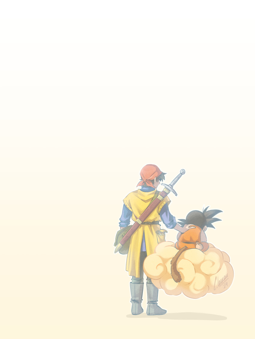 2boys, absurdres, black_hair, cathiane, character_request, comforting, dougi, dragon_ball