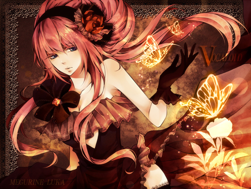 bad_id, blue_eyes, dress, flower, gloves, hair_flower, hair_ornament, hairband