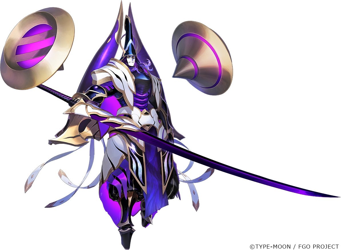 1boy, armor, black_headwear, colored_skin, fake_horns, fate/grand_order, fate_(series), floating