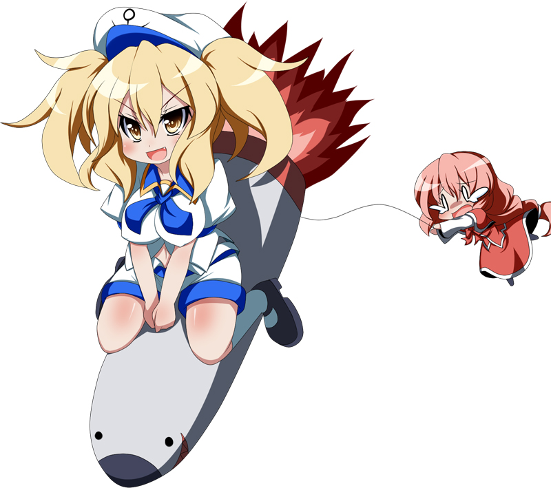 kitashirakawa_chiyuri, mimi-chan, oborotsuki_kakeru, okazaki_yumemi, rocket, touhou, touhou_(pc-98), twintails