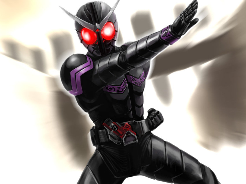 belt, glowing, glowing_eyes, kamen_rider, kamen_rider_joker, kamen_rider_w, matchin, pose