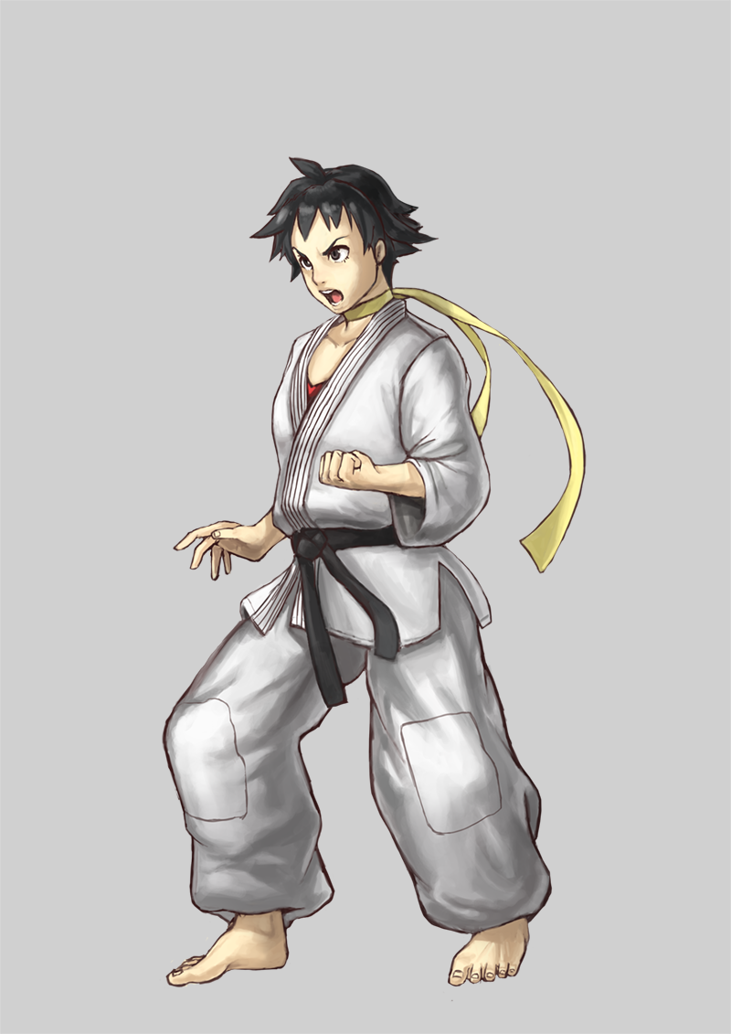 dougi, feet, korosuke1, makoto, short_hair, street_fighter, street_fighter_iii, street_fighter_iv