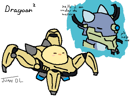 canned_juan, character_name, cyborg, dragoon_(dokibird), dragoon_(selen_tatsuki), dragoon_(starcraft), english_commentary, english_text