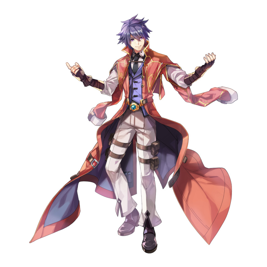 1boy, biolo_(ragnarok_online), black_footwear, black_necktie, brown_gloves, closed_mouth, coat, collared_shirt