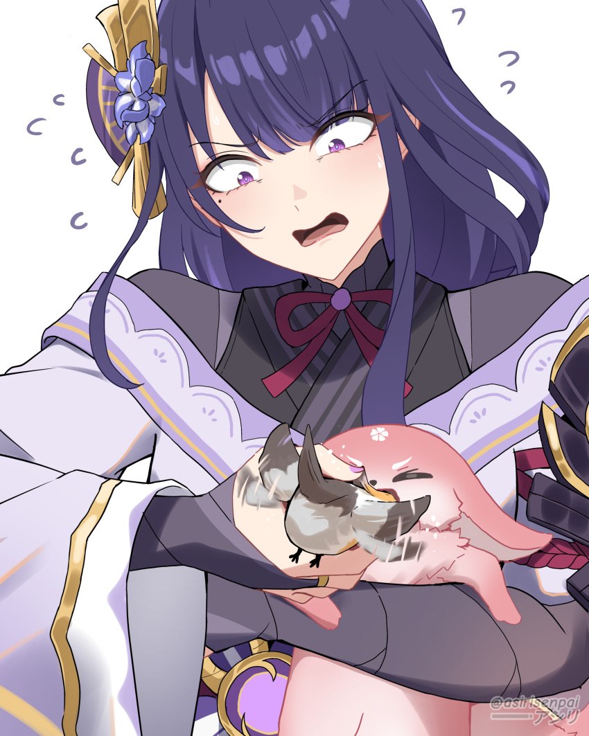 1girl, absurdres, animal, asiri_senpai, bird, commentary, flying_sweatdrops, fox