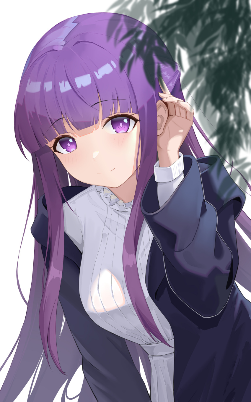 1girl, absurdres, black_robe, blunt_bangs, dress, fern_(sousou_no_frieren), highres, huahu_(unstoppable)