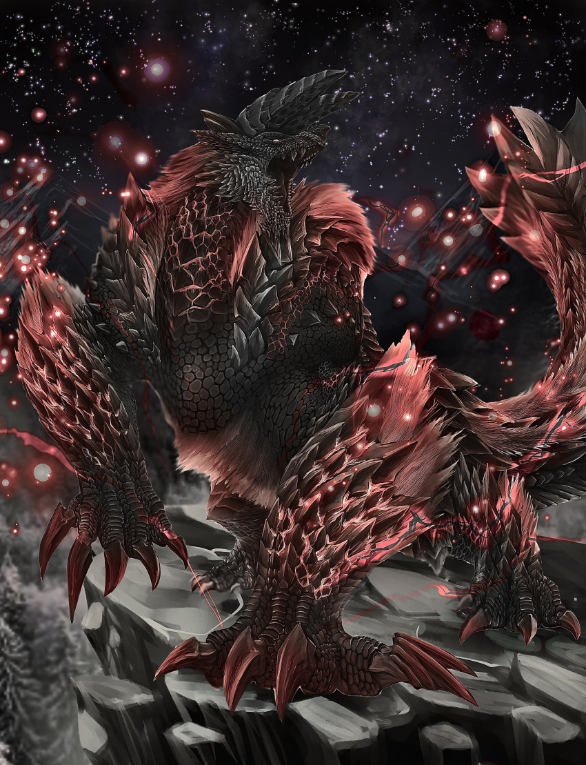 absurdres, claws, electricity, highres, horns, monster, monster_focus, monster_hunter_(series)