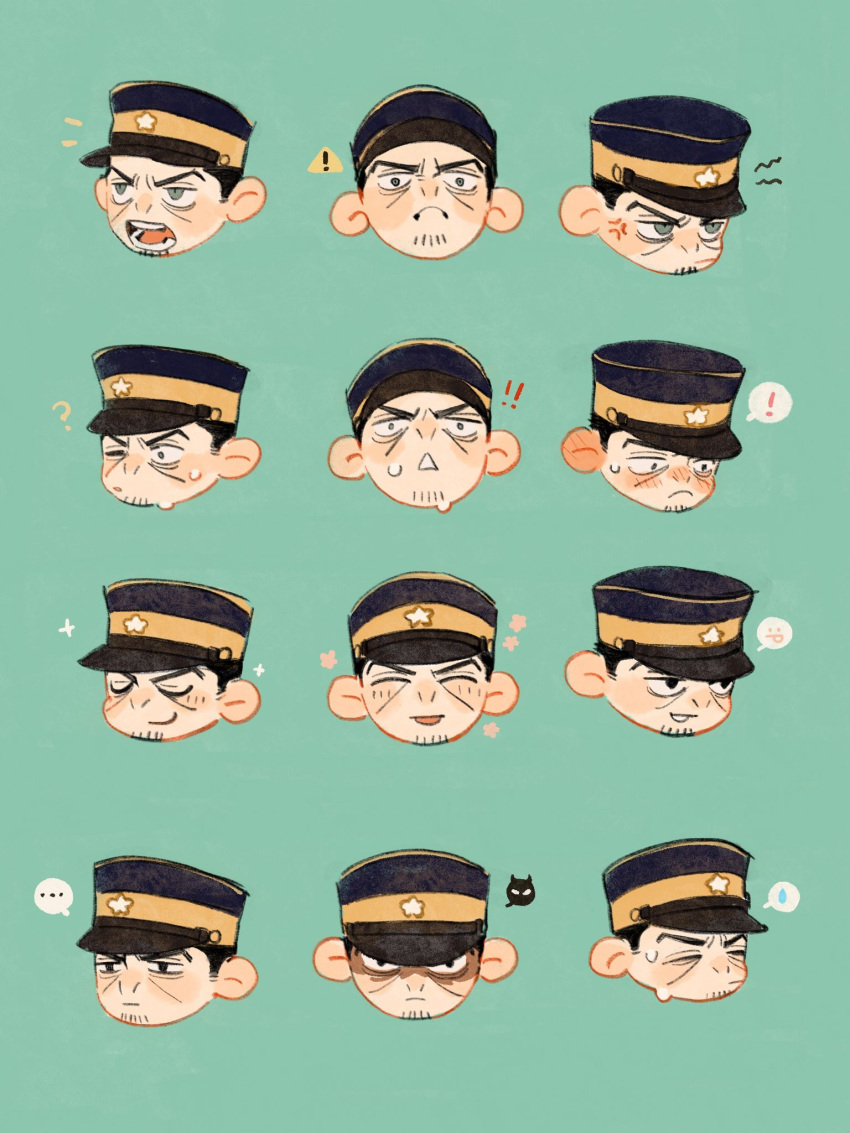 !, ..., 1boy, ?, anger_vein, black_eyes, black_hair, blush