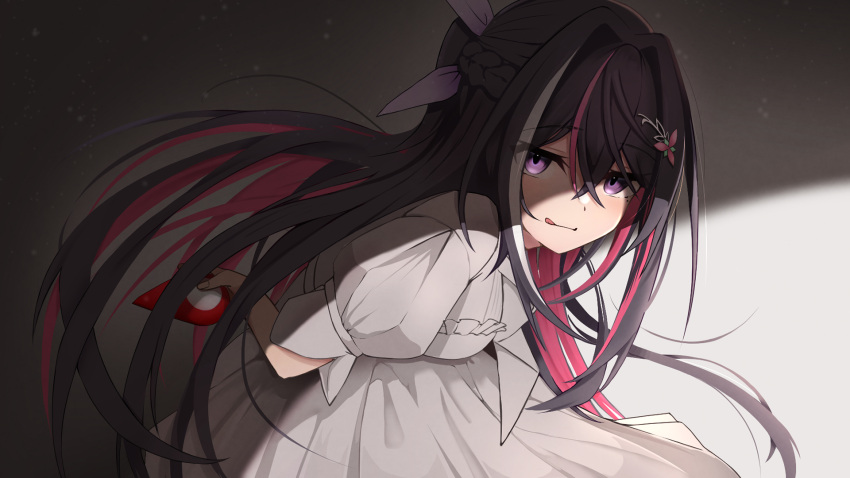 1girl, azki_(4th_costume)_(hololive), azki_(hololive), braid, brown_hair, closed_mouth, colored_inner_hair, commentary_request