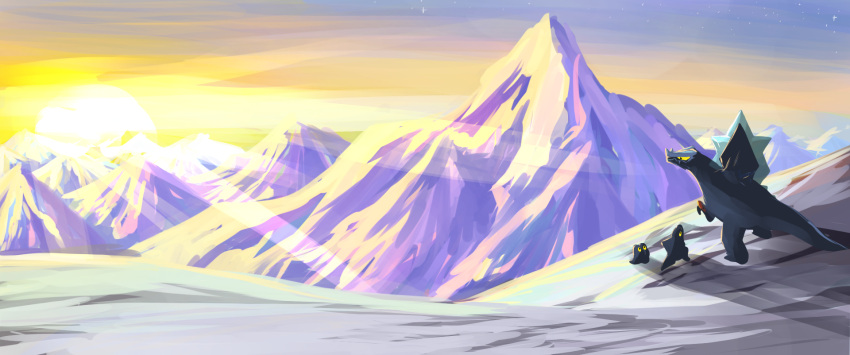 arctibax, baxcalibur, colored_sclera, evolutionary_line, frigibax, highres, marlinmomo, mountain