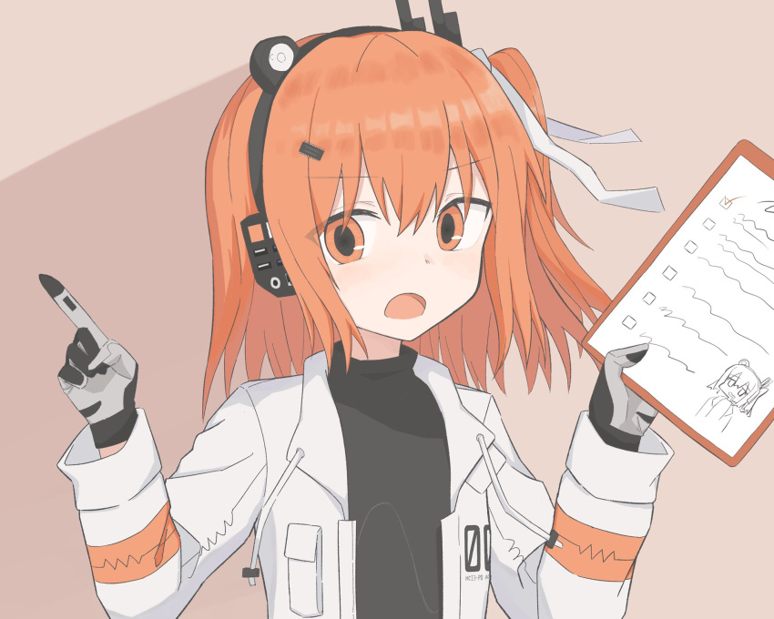 1girl, a.i._voice, adachi_rei, anmitsu_kina, black_shirt, checklist, clipboard, commentary