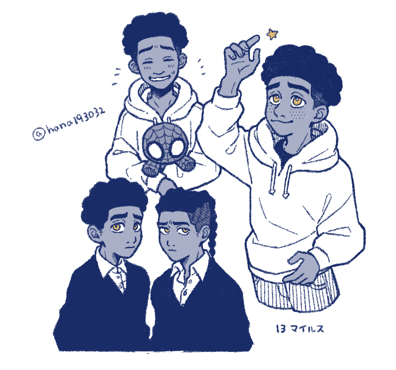 2boys, afro, bag, black_hair, character_doll, dark_skin, dreadlocks, furrowed_brow