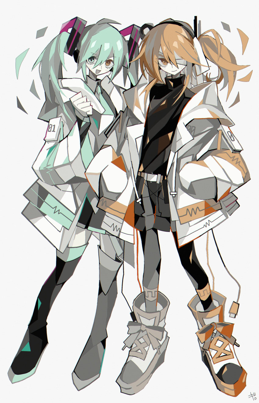 0001_(vocaloid), 2girls, a.i._voice, absurdres, adachi_rei, alternate_eye_color, alternate_hair_length, alternate_hairstyle