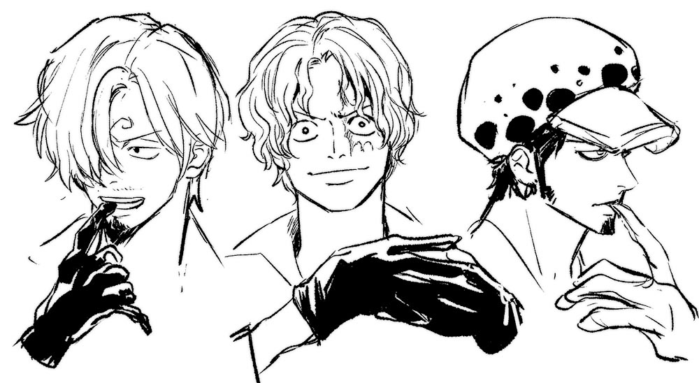 3boys, adjusting_clothes, adjusting_gloves, biting_own_finger, burn_scar, chief_(chiefvinsmoke), closed_mouth, commentary_request