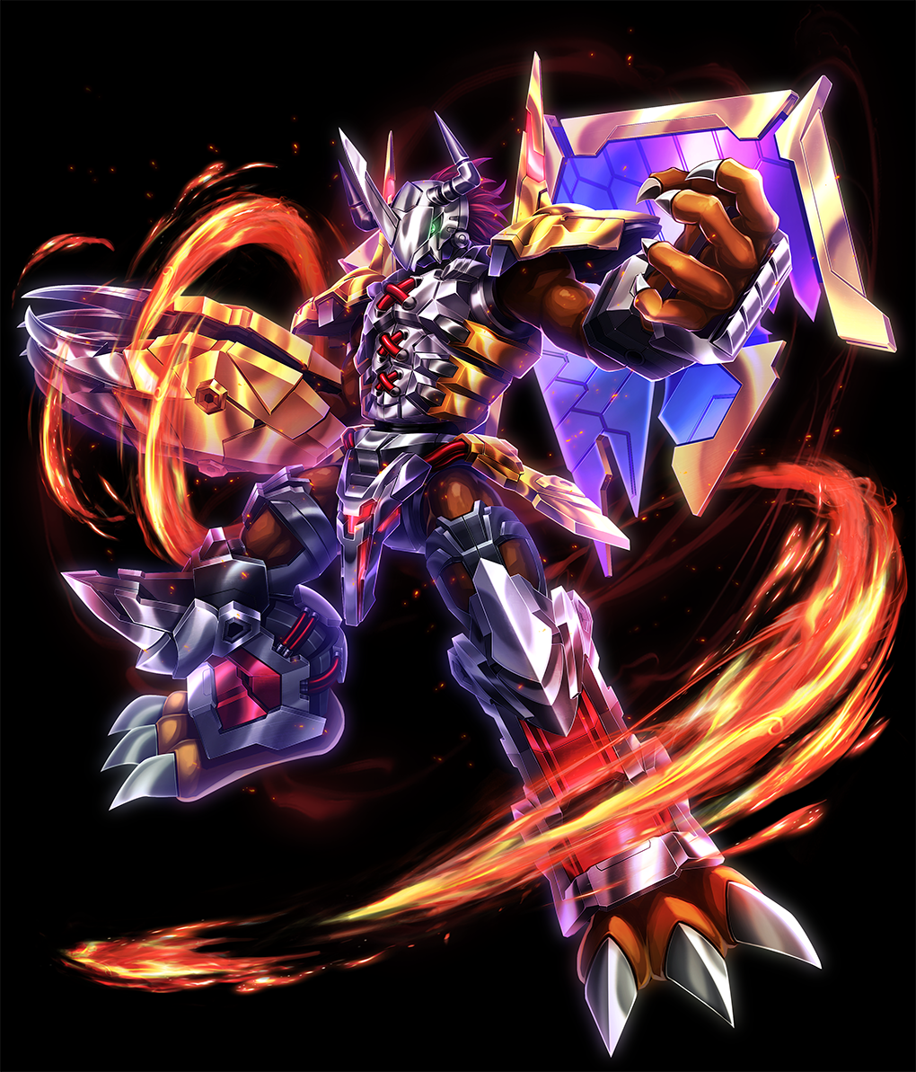 armor, black_background, claws, colored_skin, crotch_plate, digimon, digimon_(creature), digimon_adventure