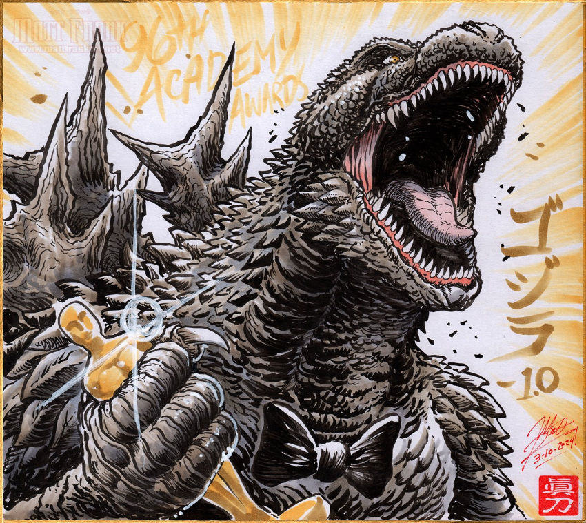 academy_award_of_merit, black_bow, black_bowtie, bow, bowtie, dated, giant, giant_monster