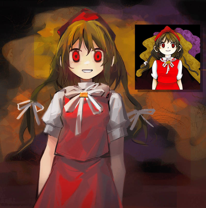 1girl, :d, aesur_a, brown_hair, commentary, highres, looking_at_viewer, original