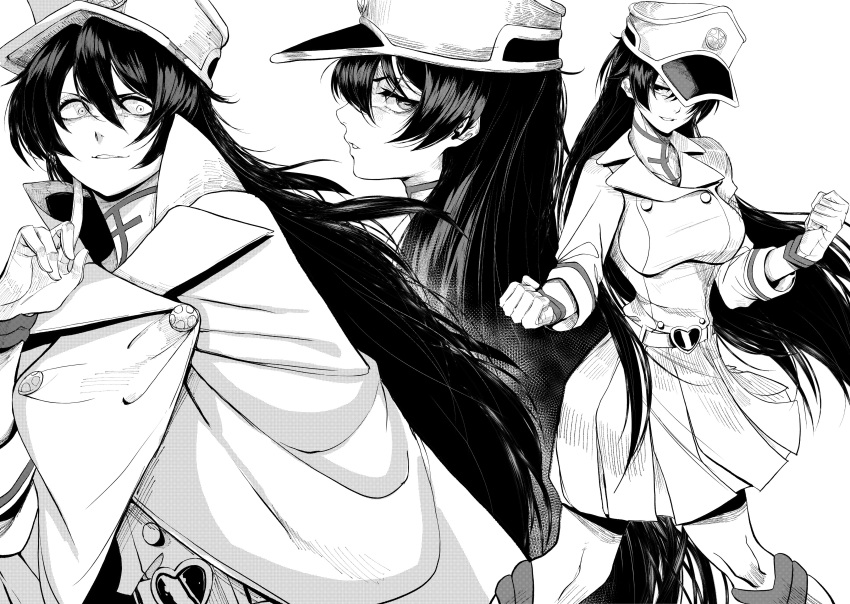 1girl, absurdres, bambietta_basterbine, bleach, bleach:_sennen_kessen-hen, clenched_hands, english_commentary, evil_eyes