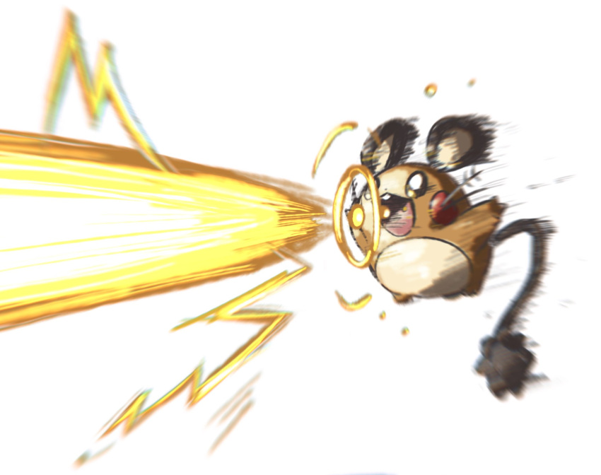 animal_ears, baachamu, check_commentary, colored_skin, commentary_request, dedenne, highres, hyper_beam_(pokemon)
