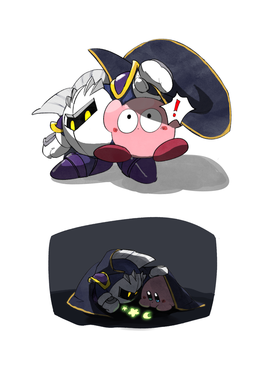 !, 1boy, 1other, armor, bel_(doting123), blue_cape, blush_stickers, cape