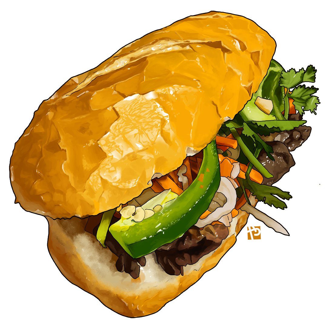 baguette, banh_mi, beef, bread, carrot, chili_pepper, english_commentary, food