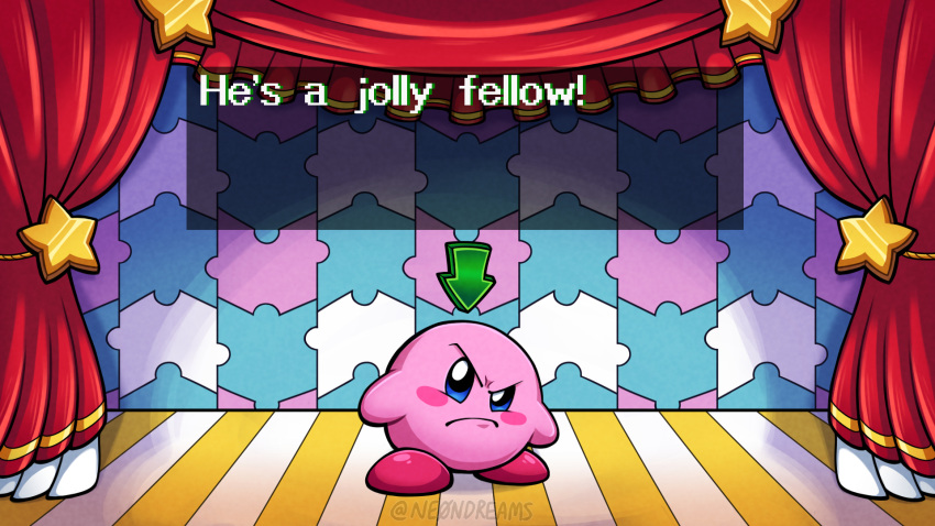 arrow_(symbol), blush_stickers, colored_skin, highres, kirby, kirby_(series), kirby_super_star, looking_at_viewer