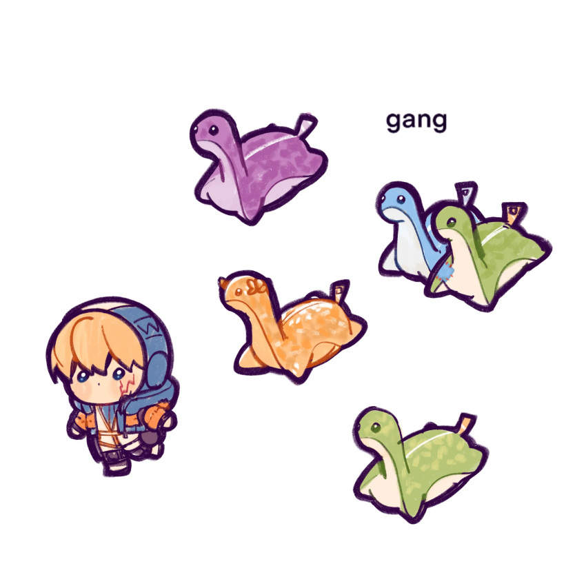 1girl, apex_legends, blonde_hair, blue_eyes, blue_headwear, blush, bodysuit, chibi