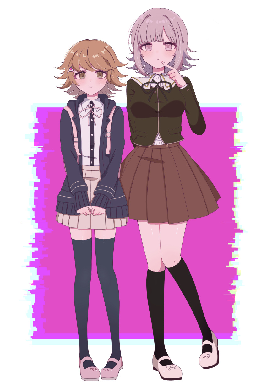 1boy, 1girl, absurdres, black_jacket, black_ribbon, black_socks, black_thighhighs, breasts