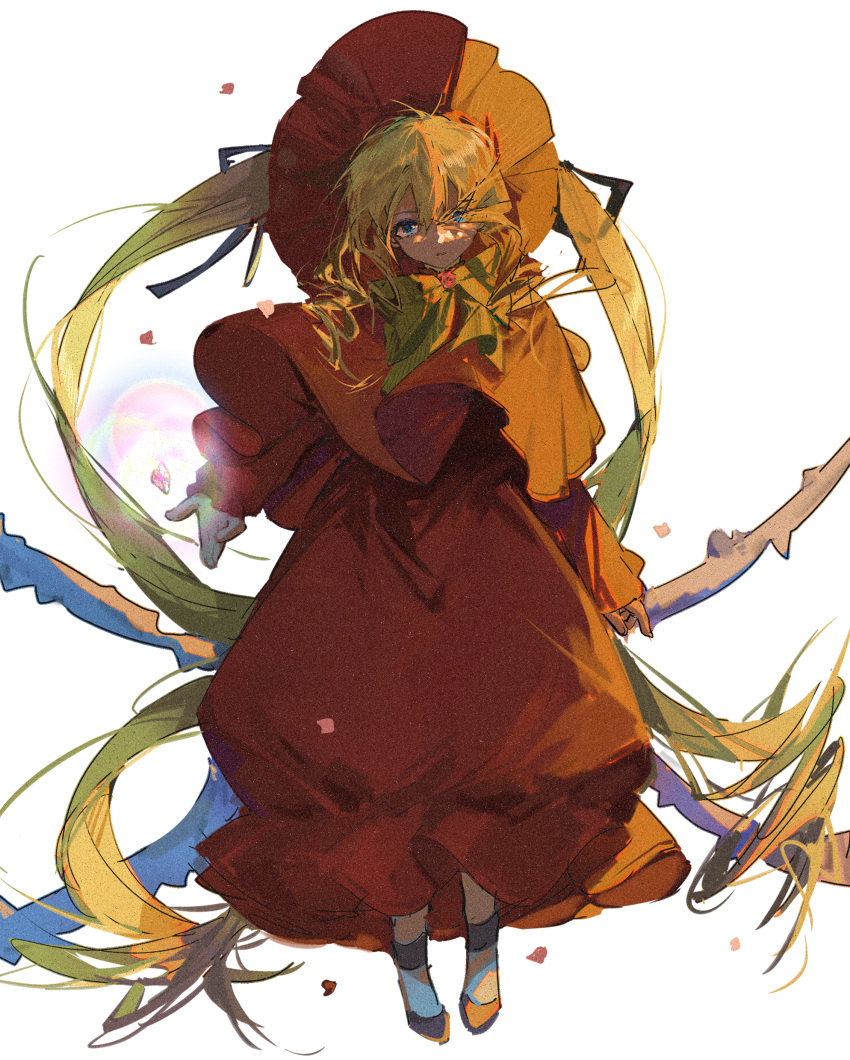 1girl, absurdres, blue_eyes, blueblossom, bonnet, bow, bowtie, commentary