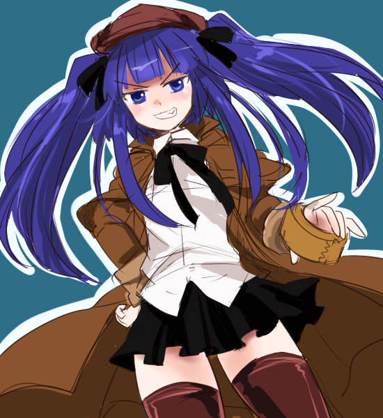 coat, furudo_erika, hat, skirt, tanada, tape, thigh-highs, thighhighs