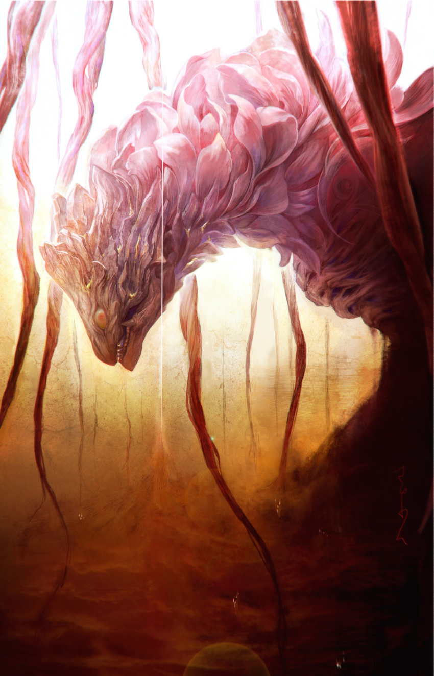 colored_sclera, dragon, highres, horns, itotani_sairen, looking_at_viewer, monster, monster_focus