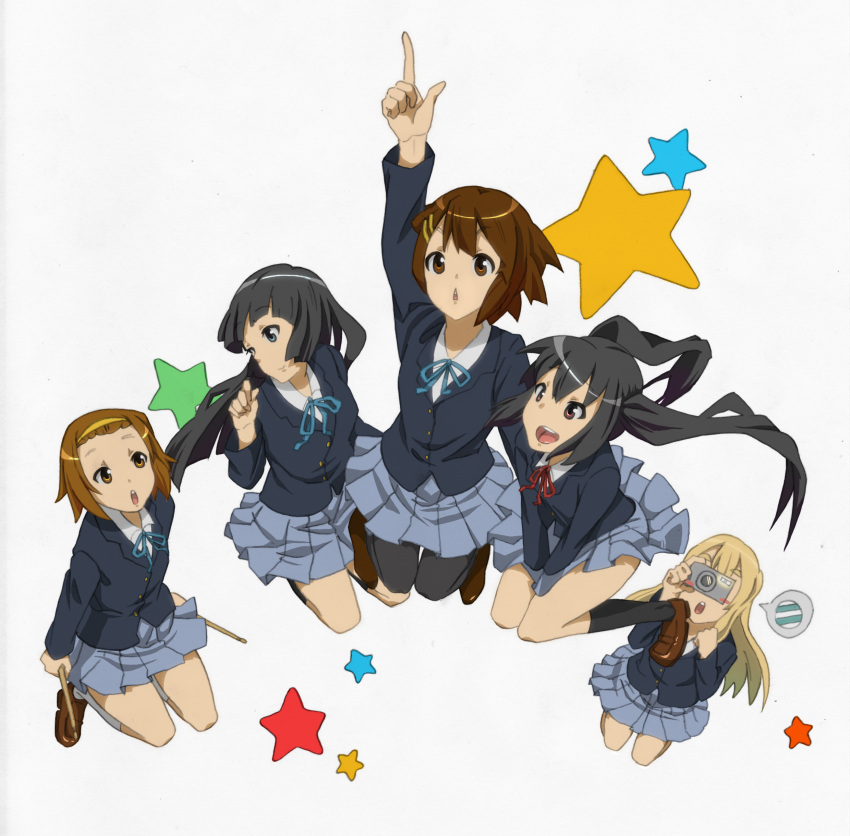 :d, absurdres, akiyama_mio, arm_up, black_eyes, black_hair, black_legwear, black_pantyhose