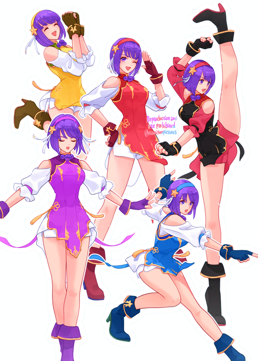 absurdres, alternate_color, asamiya_athena, black_dress, blue_dress, china_dress, chinese_clothes, closed_eyes