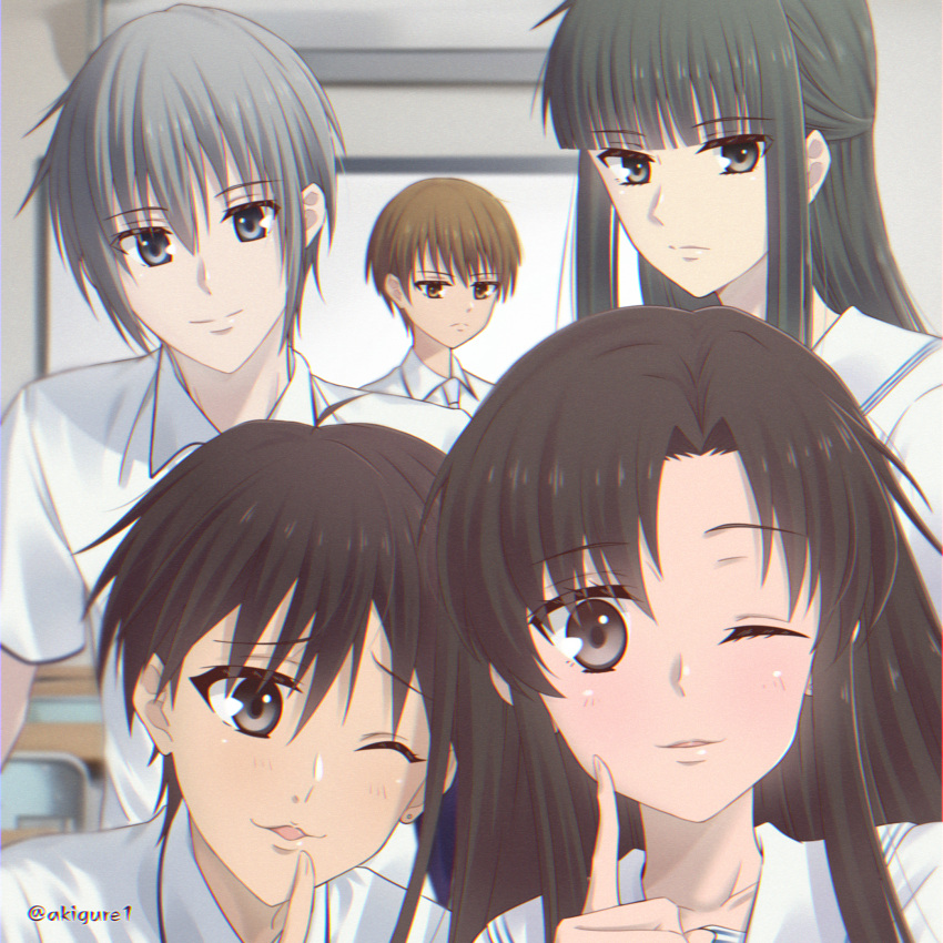 akigure1, blinking, classroom, expressionless, fruits_basket, highres, kimi_toudou, kuragi_machi