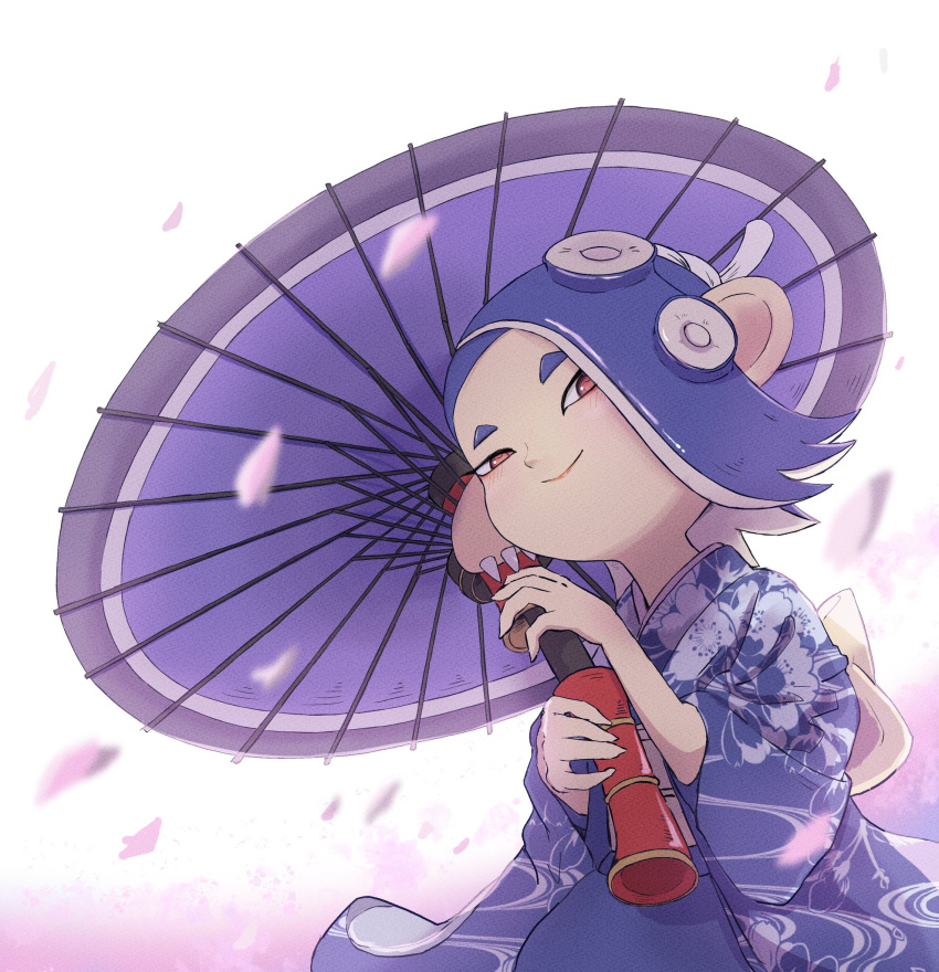 1girl, back_bow, blue_hair, bow, cephalopod_eyes, closed_mouth, commentary_request, earrings