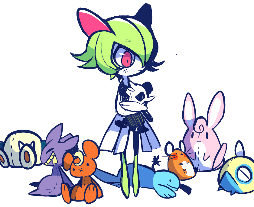 bad_id, bad_tumblr_id, banette, colored_skin, dedenne, dunsparce, green_hair, hachibani